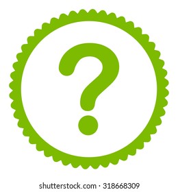 Question round stamp icon. This flat vector symbol is drawn with eco green color on a white background.