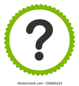 Question round stamp icon. This flat vector symbol is drawn with eco green and gray colors on a white background.