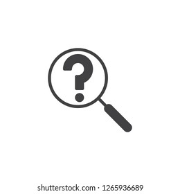 Question Search vector icon. filled flat sign for mobile concept and web design. Magnifying Glass and question mark simple solid icon. Symbol, logo illustration. Pixel perfect vector graphics