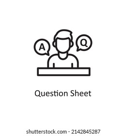 Question Sheet vector Outline Icon Design illustration. Educational Technology Symbol on White background EPS 10 File