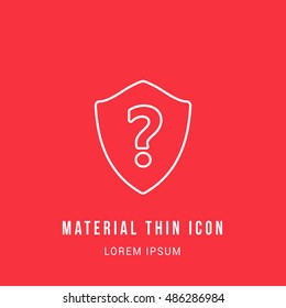 Question Shield Bright red material designed line thin flat icon / logo