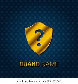 Question Shield Royal Golden & Blue Metallic Premium Corporate Logo / Icon