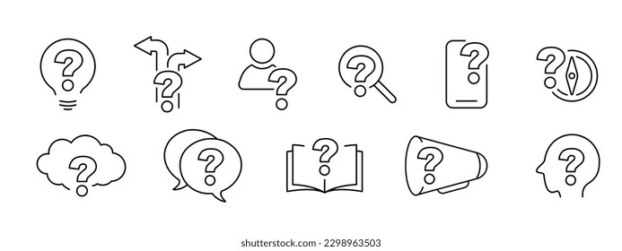 Question sign different icon set illustration