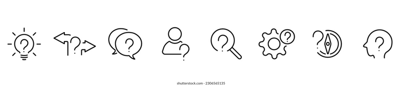 Question sign different icon set illustration