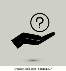 Question sign in the hand icon, problem vector illustration