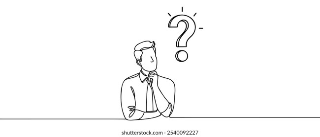 question sign man Continuous one line drawing