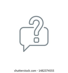 question sign outline flat icon. Single high quality outline logo symbol for web design or mobile app. Thin line question sign design logo. gray icon pictogram isolated on white background