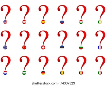 question sign with world flags