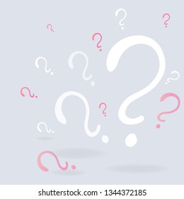 Question signs colorful vector illustration, problem and priority challenge concept. Flat design  background for web and print.  Ask for help, asking questions, FAQ sign. Question mark stamp.