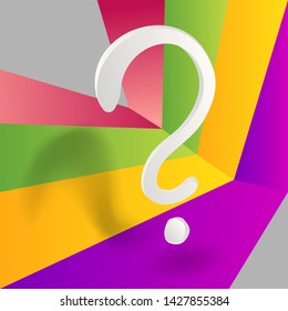 Question signs colorful vector illustration, problem and priority challenge concept. Flat design  background for web and print. Ask for help, asking questions, FAQ sign. Question mark stamp.