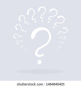 Question signs colorful vector illustration, problem and priority challenge concept. Flat design  background for web and print.  Ask for help, asking questions, FAQ sign. Question mark stamp.