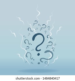 Question signs colorful vector illustration, problem and priority challenge concept. Flat design  background for web and print.  Ask for help, asking questions, FAQ sign. Question mark stamp.