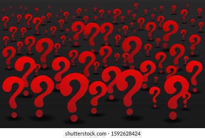 Question signs When word, FAQ  help. problem solve  realistic vector illustration of ask question mark, 3d shapes.  