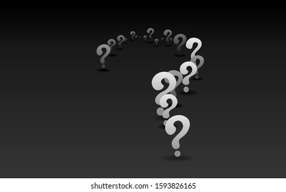 Question signs When word, FAQ  help. problem solve  realistic vector illustration of ask question mark, 3d shapes.