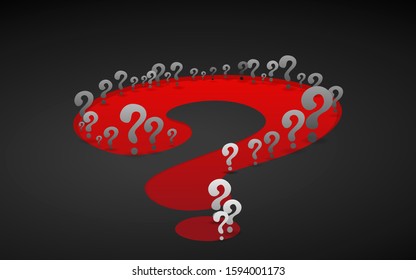 Question signs When word, FAQ  help. problem solve  realistic vector illustration of ask question mark, 3d shapes.
