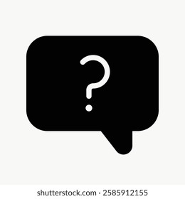 Question speech bubble flat icon vector. User interface icon in black. Computer icon vector.