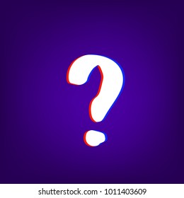 Question stylized mark sign with chromatic defect style. Chromatic aberration effect. Element for graphic design. Vector illustration.