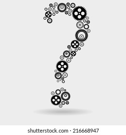 Question symbol of gears. Vector illustration