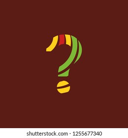 question symbol logo on dark background with bright colors, African culture, safari decoration