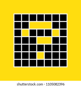 Question symbol in mosaic, yellow and black grid