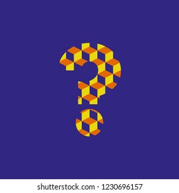 question symbol with volumetric texture in blue yellow and orange colors editable vector