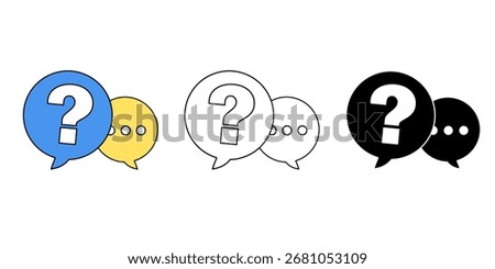 Question talk icon set, chat bubble with question mark communication vector illustration.