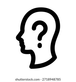 Icono de línea moderna de pensamiento de preguntas. Profesional símbolo de Vector mínimo que representa la curiosidad resolución de problemas lluvia de ideas generación de ideas y toma de decisiones.
