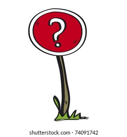 Question traffic sign. A children's sketch