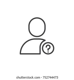 Question user line icon, outline vector sign, linear style pictogram isolated on white. Profile with question mark symbol, logo illustration. Editable stroke