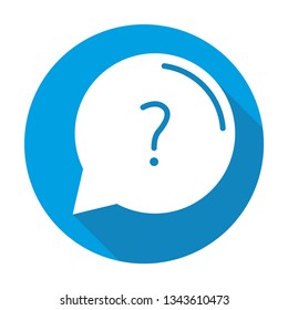 Question vector blue icon in modern flat style isolated. Question can support is good for your web design.