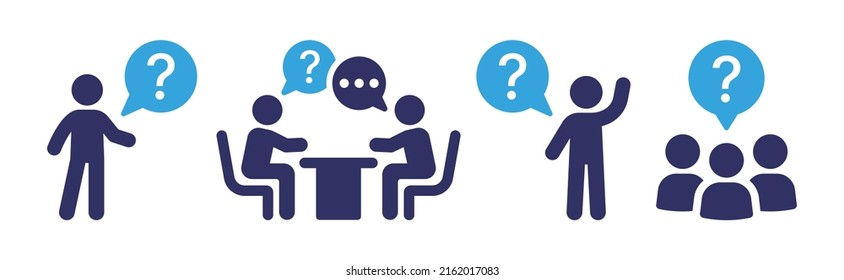 Question vector icon. Help message communication symbol. Ask for support and information sign.