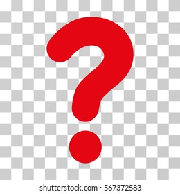 Question vector icon. Illustration style is flat iconic red symbol on a transparent background.