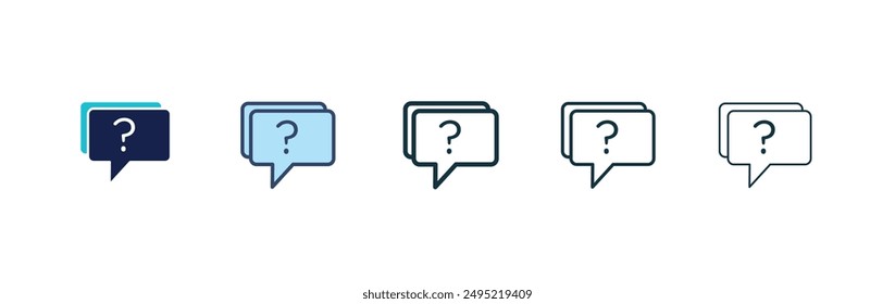 Question vector icon set black filled and outlined style.