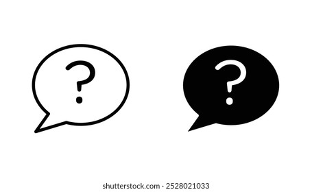 Question vector icon set in black and white color.