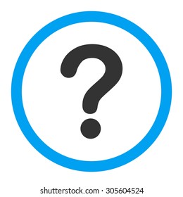 Question vector icon. This rounded flat symbol is drawn with blue and gray colors on a white background.