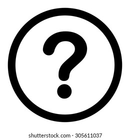 Question vector icon. This rounded flat symbol is drawn with black color on a white background.