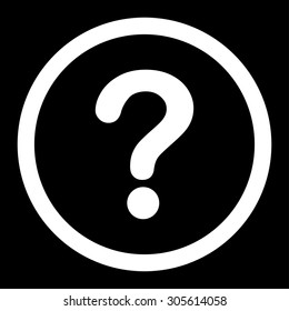 Question vector icon. This rounded flat symbol is drawn with white color on a black background.