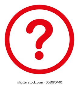 Question vector icon. This rounded flat symbol is drawn with red color on a white background.