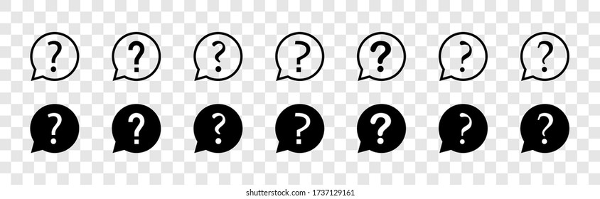 Question vector icons collection. Question with speech bubbles, isolated. Ask icons. Question mark set of. Vector illustration