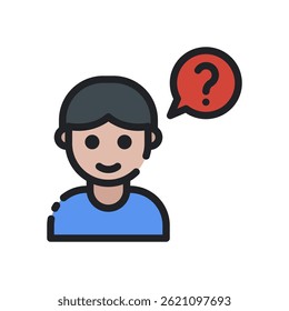 Question Vetor for Inquiry and Test Preparation - Ícone de ponto de interrogação, teste e design do exame, curiosidade de aprendizagem. Ícone Linha Preenchida