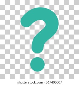 Question vector pictogram. Illustration style is flat iconic cyan symbol on a transparent background.