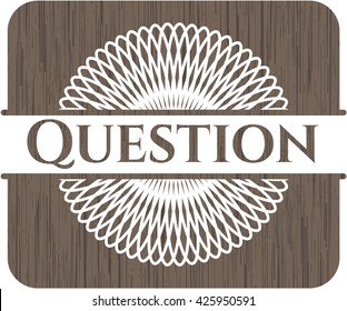 Question vintage wooden emblem