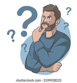 Question what's or why? Vector illustration in cartoon style