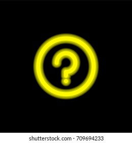 Question yellow glowing neon ui ux icon. Glowing sign logo vector