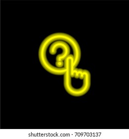 Question yellow glowing neon ui ux icon. Glowing sign logo vector