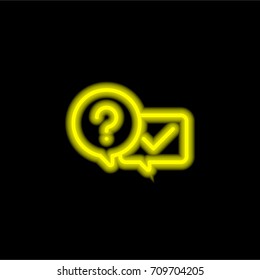 Question yellow glowing neon ui ux icon. Glowing sign logo vector