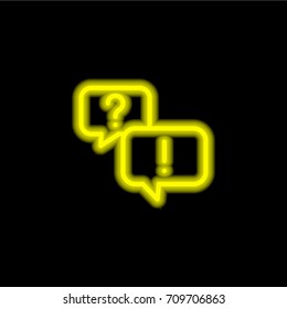 Question yellow glowing neon ui ux icon. Glowing sign logo vector