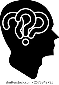 Questioning Icon - Black Filled Style - Critical Thinking Theme