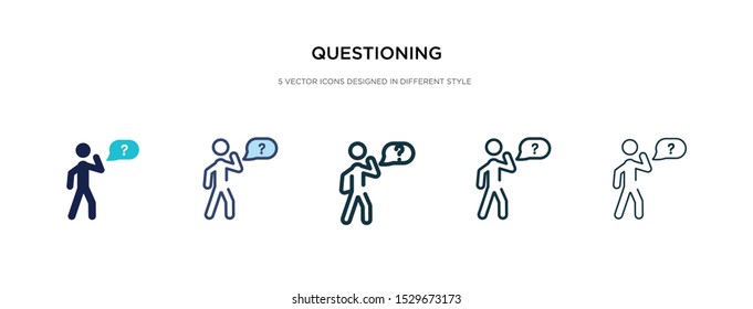 questioning icon in different style vector illustration. two colored and black questioning vector icons designed in filled, outline, line and stroke style can be used for web, mobile, ui