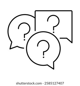 Questioning icon. Question Mark and Dialogue Icons Representing the Curiosity, Inquiry, and Investigation Process for Knowledge Acquisition and Learning. Vector illustration.